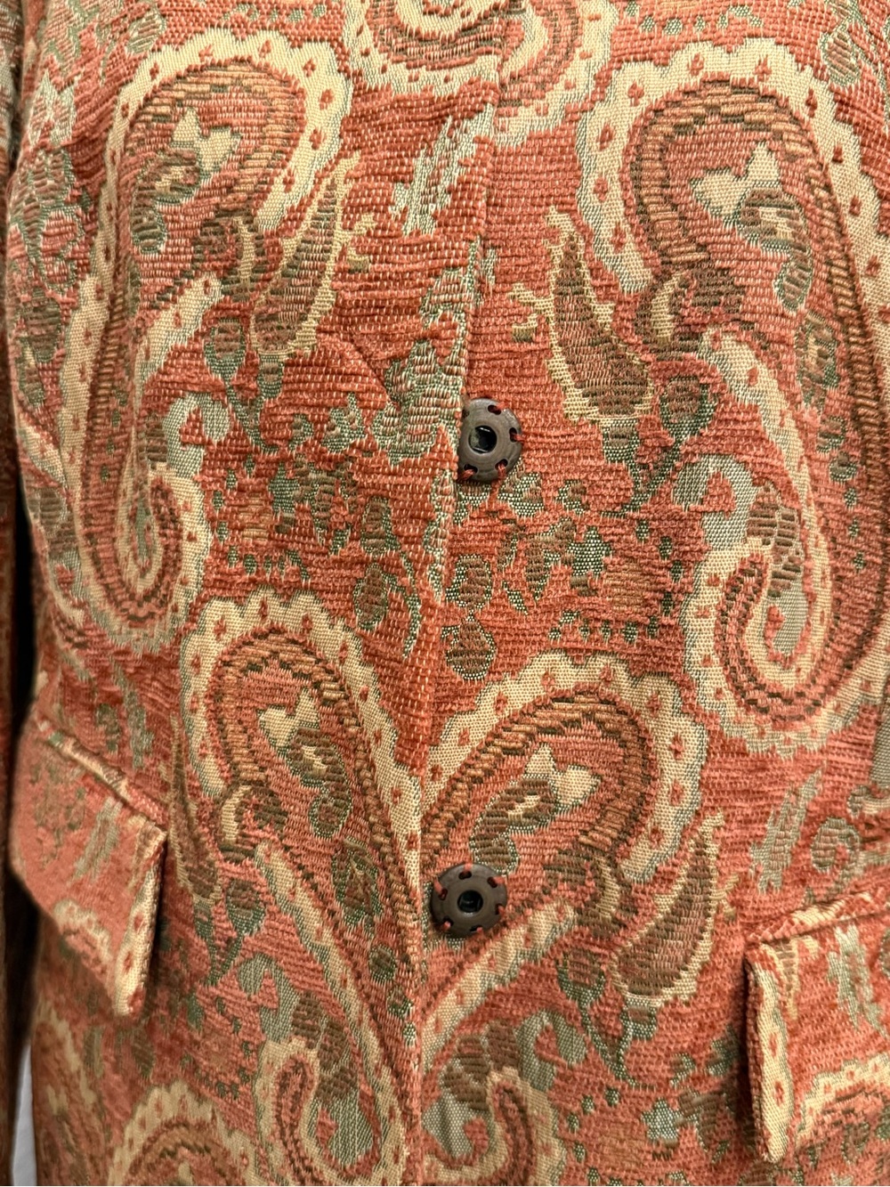 Focus 2000 Rust Multi Color Paisley Long Coat Suit - Picture 5 of 5